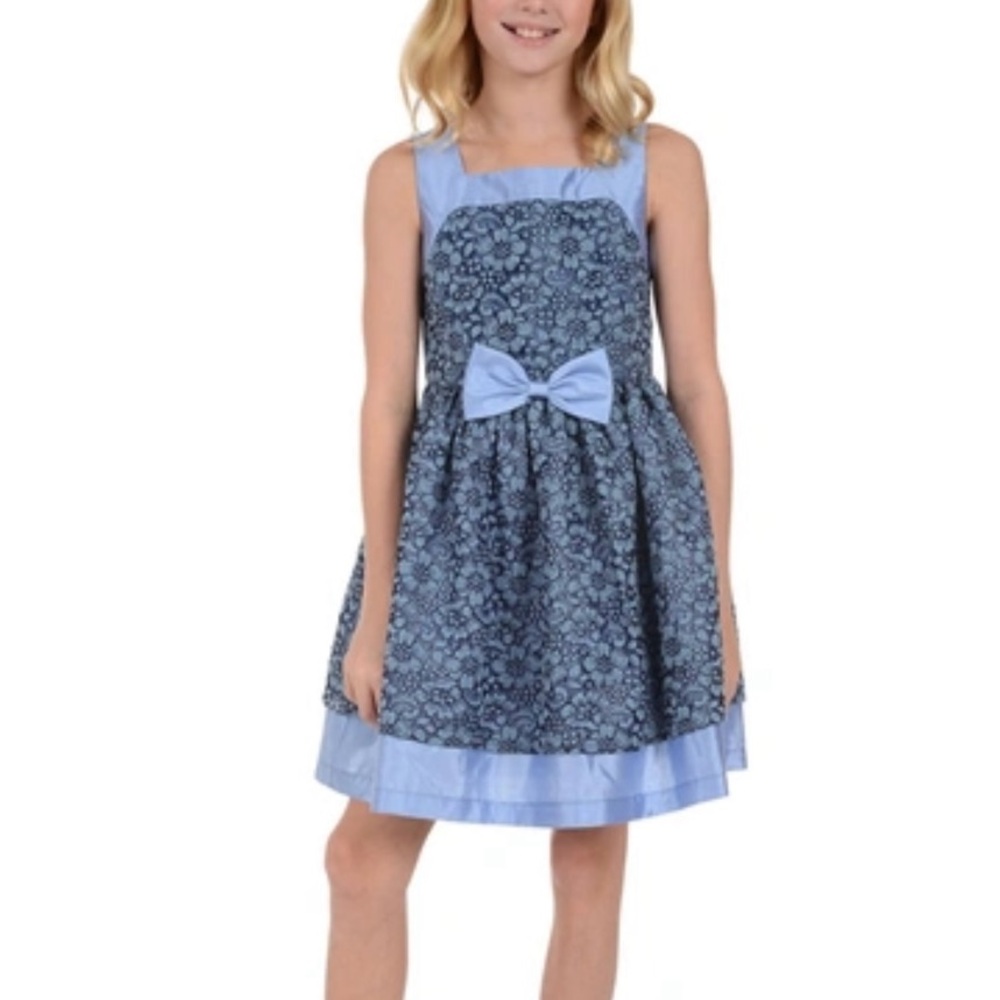Belle Badgley Mischka Blue Lace Skater Dress for Girls size 10 Formal Wedding